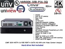 UNV Uniview NVR304-32B-P16-IQ 32CH/ 16 POE PORT 4-SATA HD NVR with IA