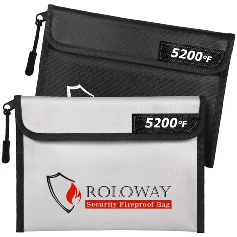 Fireproof Money Bag 9.6x6.6" 5200℉ Heat Insulated (2-Pack)