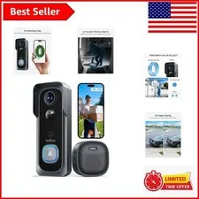 Battery-Powered Video Doorbell Camera with Smart App & AI Alerts, Waterproof