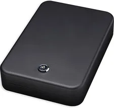 Personal Safe with Key Lock and Security Cable, 9.5 X 6.5 X 1.8-Inch, Black