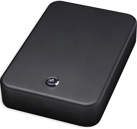Personal Safe with Key Lock and Security Cable, 9.5 X 6.5 X 1.8-Inch, Black