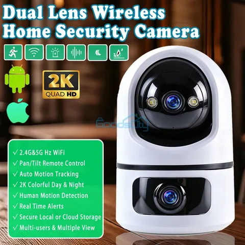 2k Dual Cam Seurity Camera Home System IR Night Vision 5G WIFI,PTZ Auto Tracking