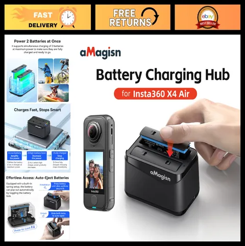 2-in-1 Battery Charging Hub for Insta360 X4 Air - Fast Charger & Dual Micro SD S