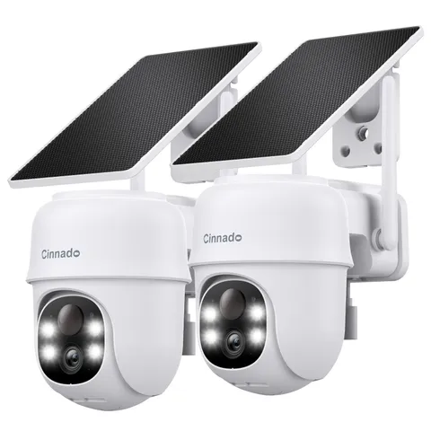 2K Solar Wireless Outdoor Cameras for Home Security White B6 2Pack