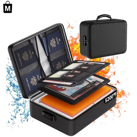 5200°F Fireproof Document Organizer - Water-Resistant, Lockable & Portable Safe
