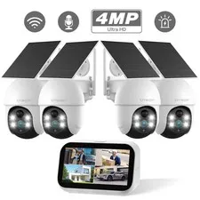 4MP Solar Wireless Home  PTZ IP Camera System WIFI NVR Monitor Home Outdoor