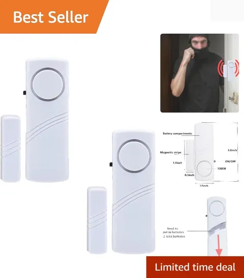 Quick Install 2 Pack Door Window Alarm - 110dB Loud, Battery Powered Safety