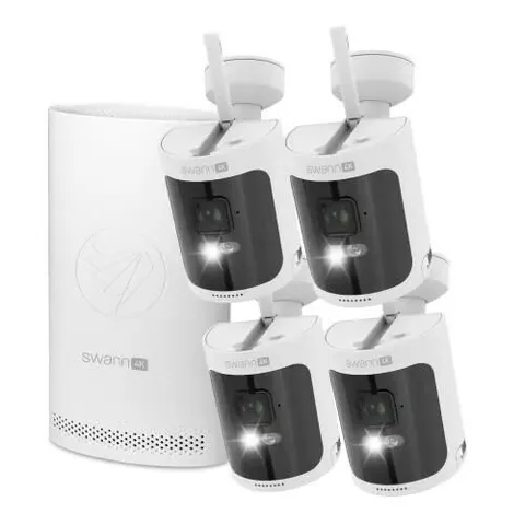 Swann AllSecure 4K Wireless Security Camera Kit NVR Tower Local Cloud Storage
