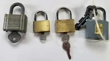 Lot of 4 Various Vintage Padlocks with Keys