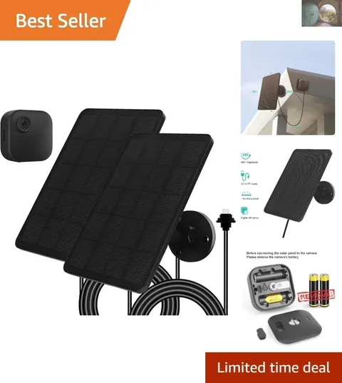 4W Solar Panel for Blink Outdoor 4 Camera - 2 Pack with Adjustable Mount