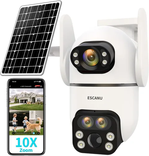 Three-Lens Security Camera Wireless Outdoor,2K 360° View Cameras for Home Securi