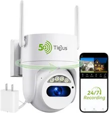 5G/2.4G Security Camera Outdoor, 3MP Wired Cameras 24/7 Recording, Plug-In Power