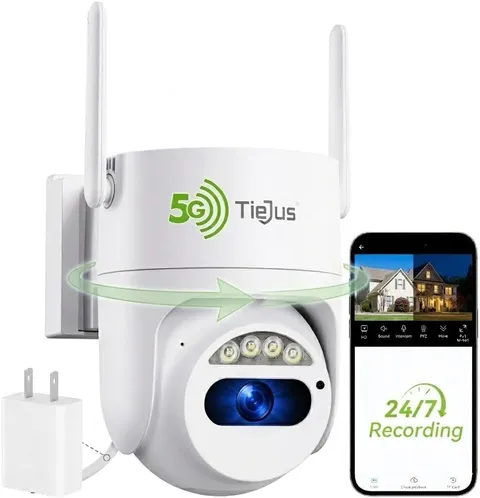 5G/2.4G Security Camera Outdoor, 3MP Wired Cameras 24/7 Recording, Plug-In Power