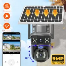 Camara De Seguridad 9MP Solar Inalambricas Para Casa y Exterior Con Audio Video