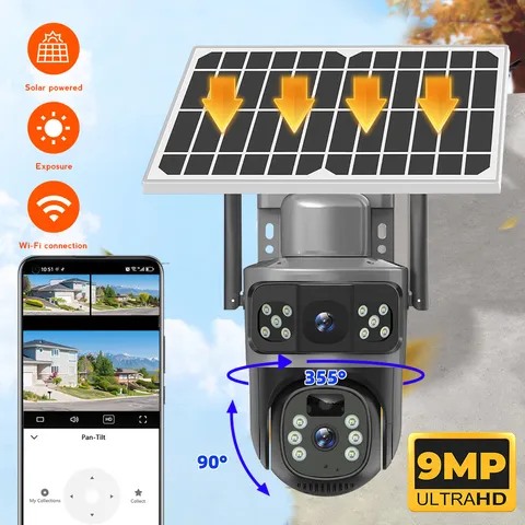 Camara De Seguridad 9MP Solar Inalambricas Para Casa y Exterior Con Audio Video