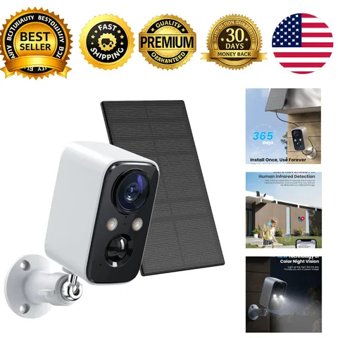 Wireless Solar Panel Security Cameras Battery Powered WiFi Outdoor Home Alarm