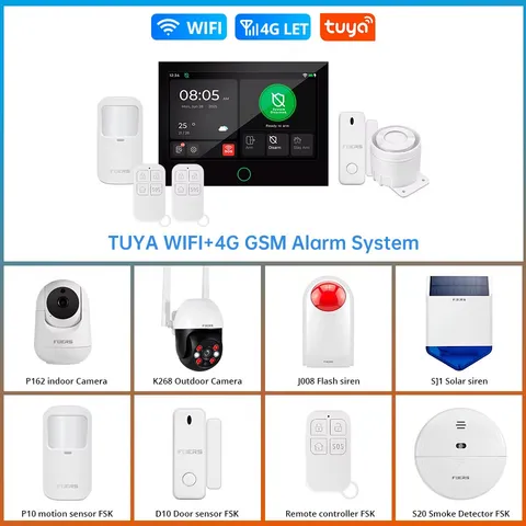 7 Inch TFT Screen G70 DIY 4G Tuya Smart Home Security Alarm System GSM WiFi Wire