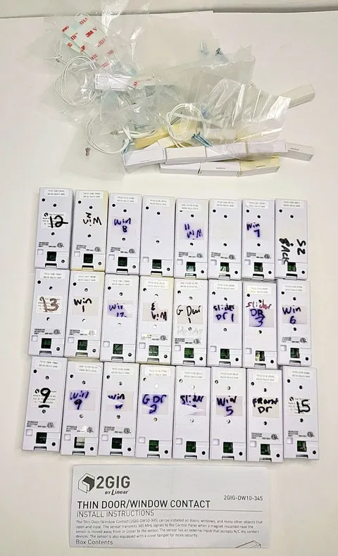 Lot of 24 2GIG-DW10-345 Wireless Thin Door / Window Sensor & Magnets Untested
