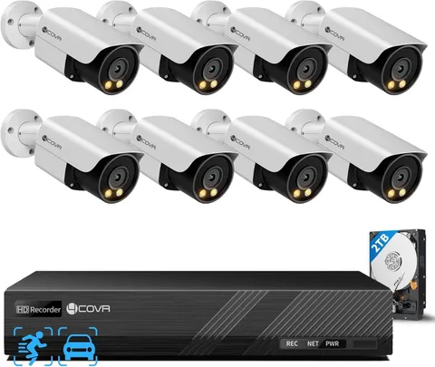 8CH 5MP Security Camera System with 2-Way Audio & Color Night Vision