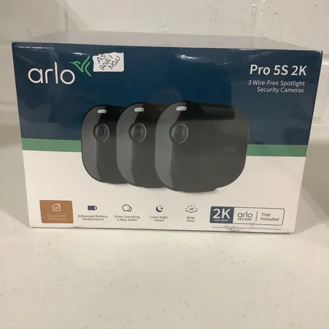 Arlo Pro 5S 2K Wireless 3 Camera Security Kit w/Dual Band WiFi 2 way Audio Black