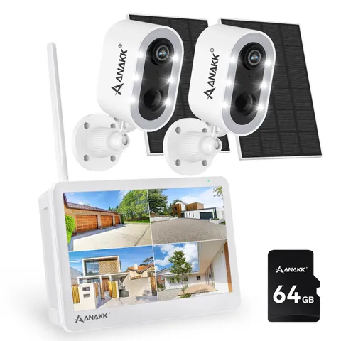 Anakk 4MP Outdoor Solar Powered Security Camera System Wireless Wifi Battery
