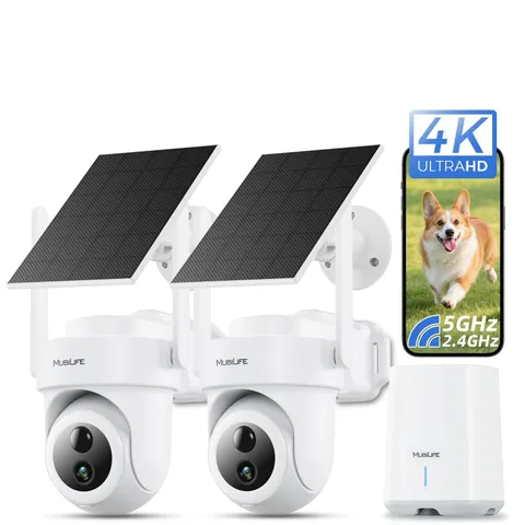 4K Cameras Wireless Outdoor, No Subscription, 8MP Solar Powered Cameras for H...