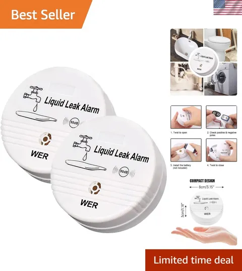 90dB High-Sensitivity Water Leak Alarm, Liquid Overflow Detector Sensor | Bat...