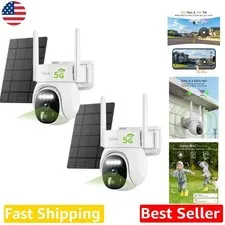 Outdoor 2K Solar WiFi Security Cameras - HD, PTZ, 2-Way Audio, Easy Install