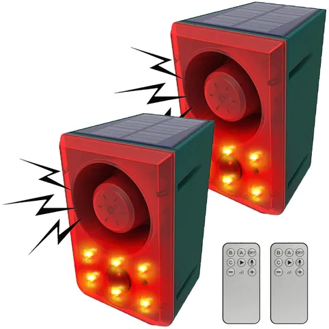 Solar Motion Sensor Alarm 129dB Recording Shed Alarm with Remote Control Wate...