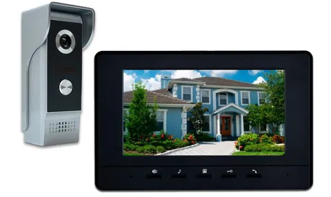 Videoportero 7″ con cámara HD y audio bidireccional, ideal para apartamentos.