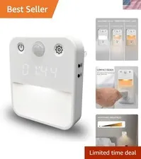 Stylish LED Motion Sensor Night Light with Integrated Clock & Adjustable Colors