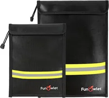 Fireproof Waterproof Money Document Bag - 2 Pack Safe Upgraded Zipper Bags, Fire