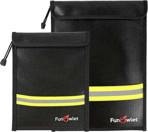 Fireproof Waterproof Money Document Bag - 2 Pack Safe Upgraded Zipper Bags, Fire