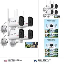 DEKCO 2K Outdoor Security Cameras, Wired WiFi, 4 Pack | Color night vision, 2...
