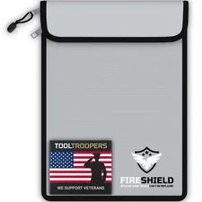 FIRESHIELD PRO Upgraded 2000°F Fireproof Document Bag w/ Dual Pockets – Fire ...