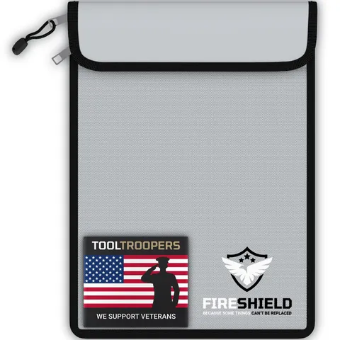 FIRESHIELD PRO Upgraded 2000°F Fireproof Document Bag w/ Dual Pockets – Fire ...