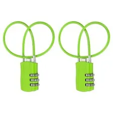 2 Pcs 3 Digit Luggage Cable Combination Lock with 12" Long Cable, Green