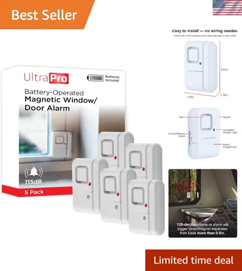 Personal Security Window and Door Alarm, 5 Pack, Wireless Chime | DIY Protect...