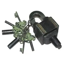 Handmade Vintage Finish 6 Key Functional Square Trick Puzzle Padlock with Keys