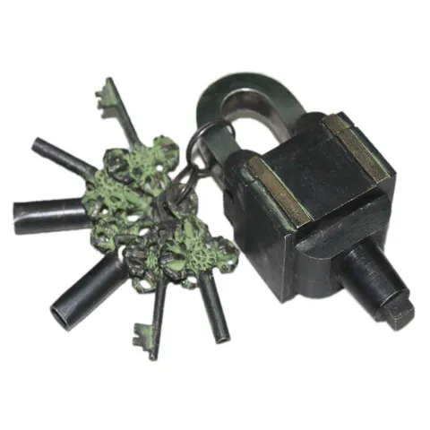 Handmade Vintage Finish 6 Key Functional Square Trick Puzzle Padlock with Keys