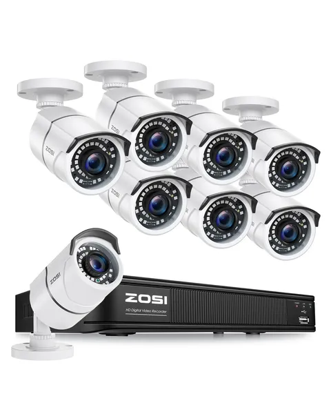 1080p H.265+ Security Camera System for Home, 5MP Lite 8 Channel CCTV DVR wit...