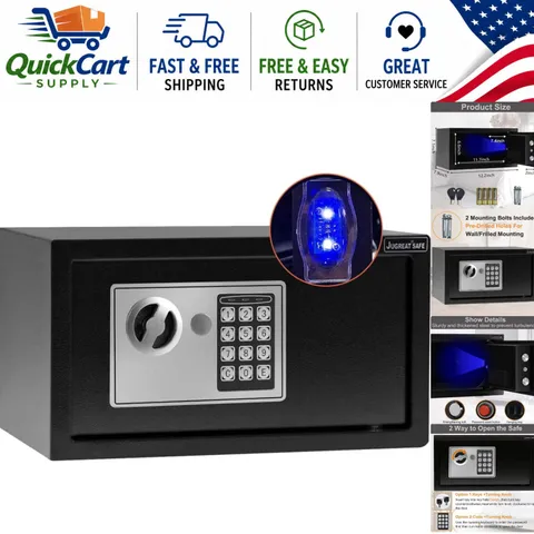 Compact 0.4 Cubic Feet Digital Security Safe with Intelligent Light & Dual Locks