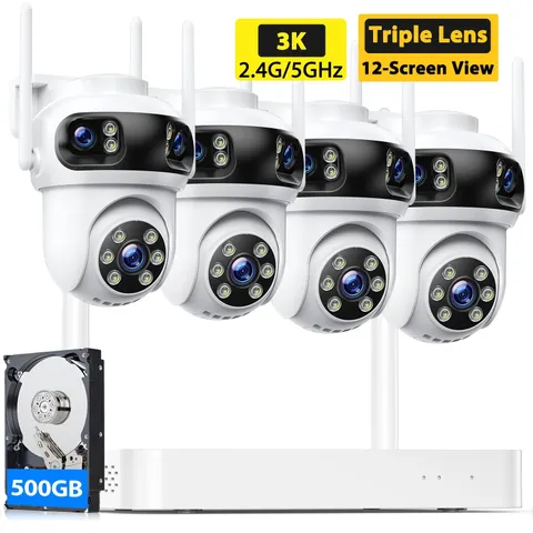 Security Camera System Wireless Outdoor 3K HD Home CCTV 10CH NVR IP66 Waterproof