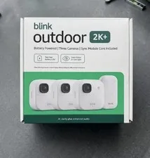 NEW BLINK OUTDOOR 2K+ WIRELESS SECURITY 3 CAMERA SYSTEM - WHITE - SHIPS TODAY
