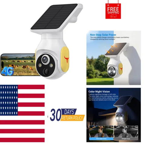 4G LTE Cellular Security Camera Wireless Outdoor, No Wi-Fi Solar Powered Camera