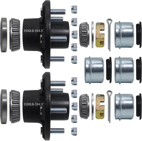 2 Sets 3500lb Trailer Hub Kit 5 Bolt 4.5, Trailer Axle Kit for 3500 lb 5 Lug Dia