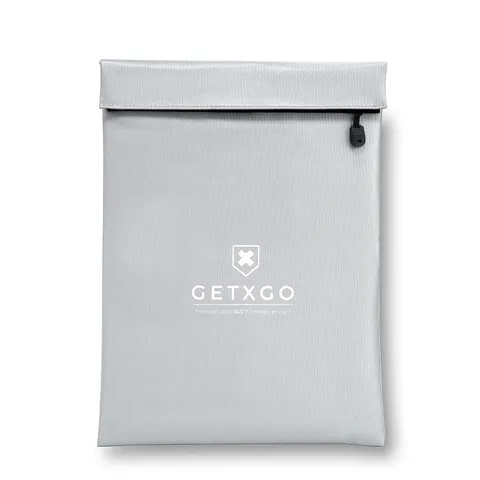GETXGO Fireproof Document Bag  WaterResistant  Thick Tough Fiberglass & Alumi...