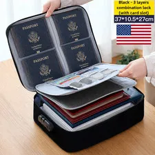 3-Layer Fireproof Document Box Lockable Waterproof File Storage Safe Bag