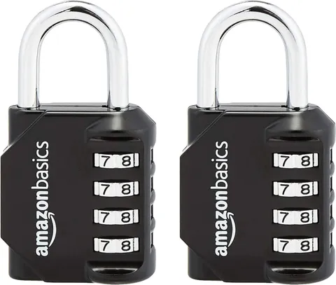Amazon Basics 4-Digit Combination Padlock for School Lockers, Gym Lockers