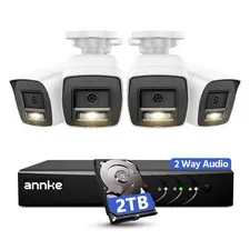 2MP -Way Audio System, 8CH 3K Lite DVR, 4pcs 1080P CCTV White Wired Cams with...